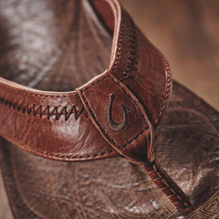 OluKai Men | Hiapo - Rum / Dark Wood Men’s Leather Beach Sandals