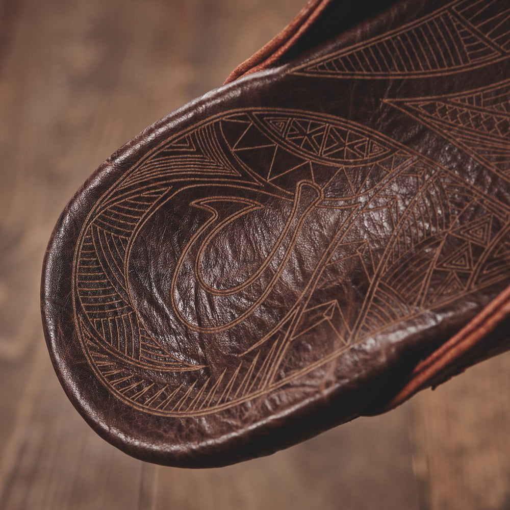 OluKai Men | Hiapo - Rum / Dark Wood Men’s Leather Beach Sandals