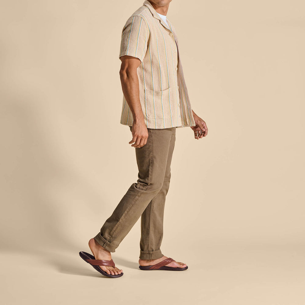 OluKai Men | Hiapo - Rum / Dark Wood Men’s Leather Beach Sandals