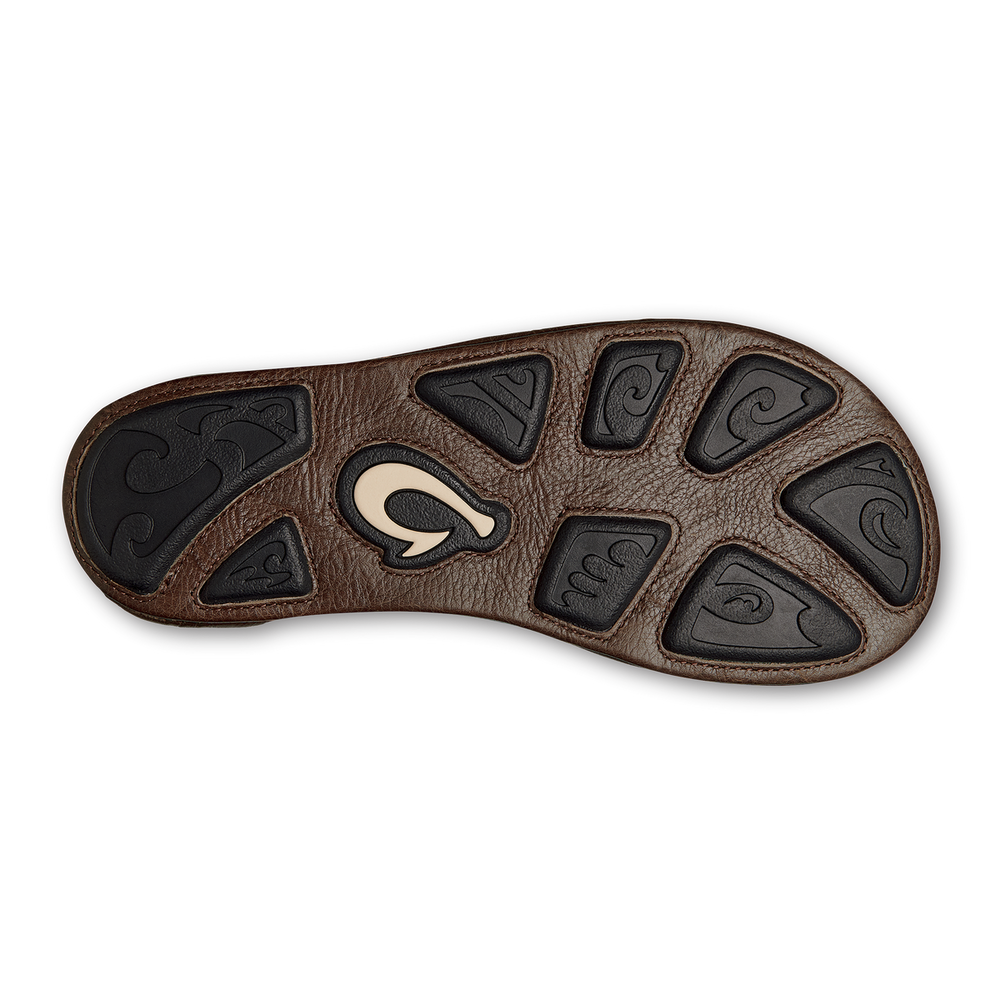 OluKai Men | Hiapo - Rum / Dark Wood Men’s Leather Beach Sandals