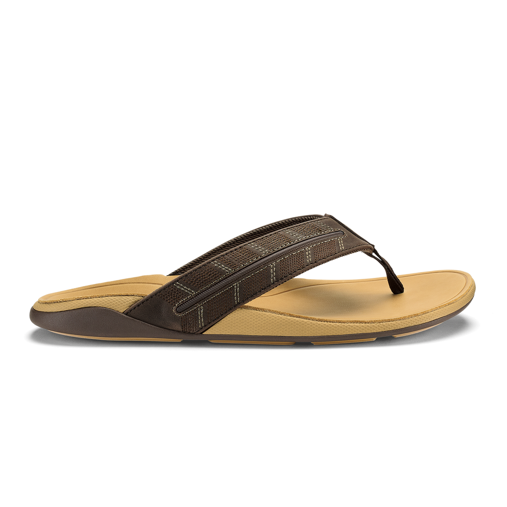 OluKai Men|New Arrivals | Tuahine Palm - Dk Java / Golden Sand