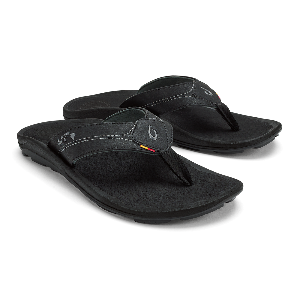 OluKai Men | Kīpī Men’s Comfortable Beach Sandals - Black