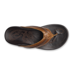 OluKai Men | Mea Ola Men's Leather Sandals - Tan / Dark Java