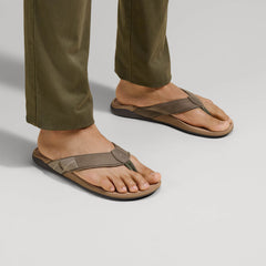 OluKai Men | Tuahine Men's Waterproof Leather Beach Sandals - Hunter