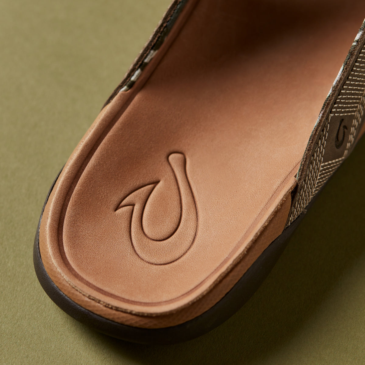 OluKai Men | Tuahine Men's Waterproof Leather Beach Sandals - Hunter