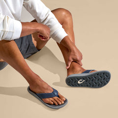 OluKai Men | Ulele Men's Beach Sandals - Blue Depth / Charcoal