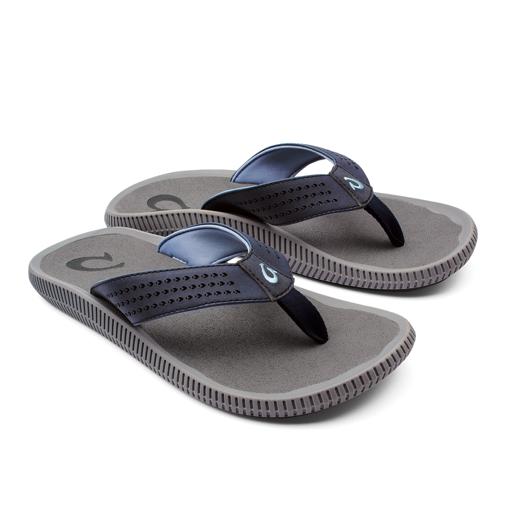 OluKai Men | Ulele Men's Beach Sandals - Blue Depth / Charcoal