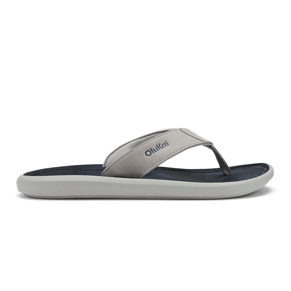 OluKai Men | Pili Men’s Waterproof Leather Sandals - Ash / Mood Indigo