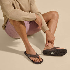 OluKai Men | Tuahine Men's Waterproof Leather Beach Sandals - Dark Wood