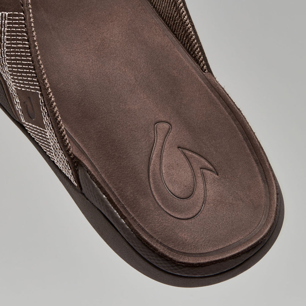 OluKai Men | Tuahine Men's Waterproof Leather Beach Sandals - Dark Wood