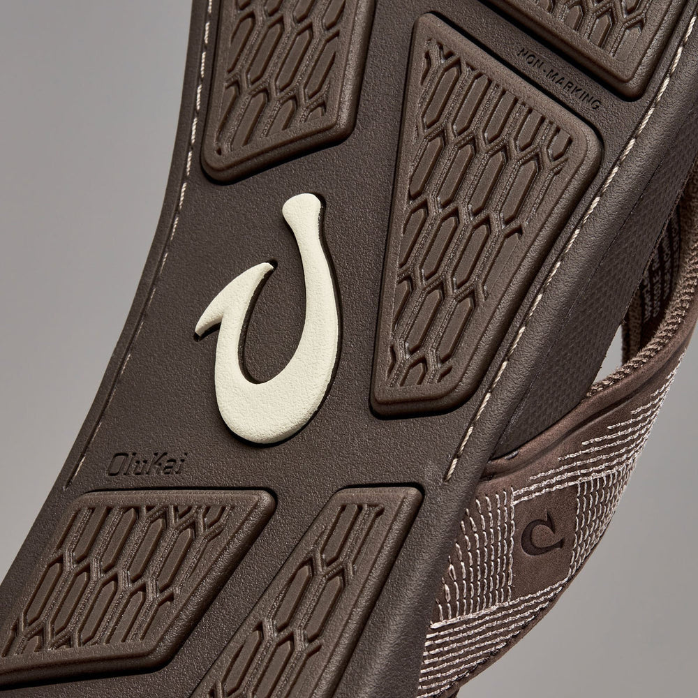 OluKai Men | Tuahine Men's Waterproof Leather Beach Sandals - Dark Wood