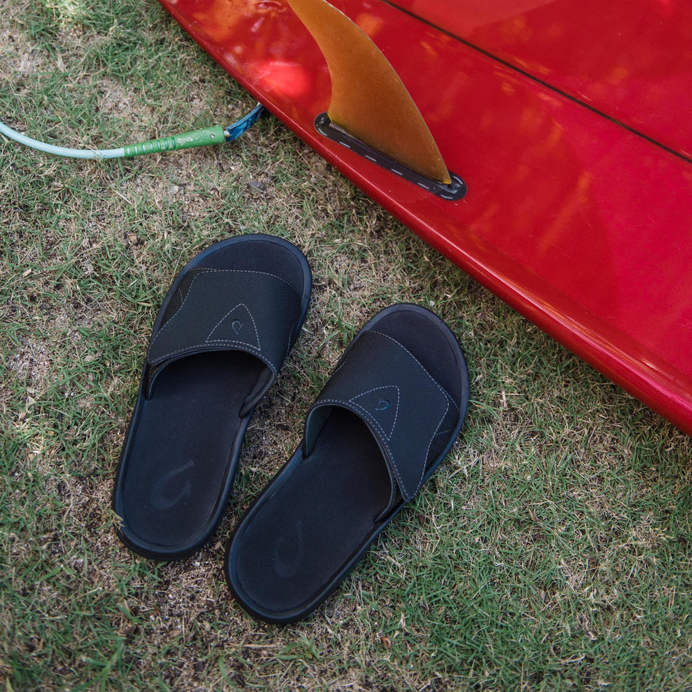 OluKai Men | Nalu Slide Men's Beach Slide Sandals - Black