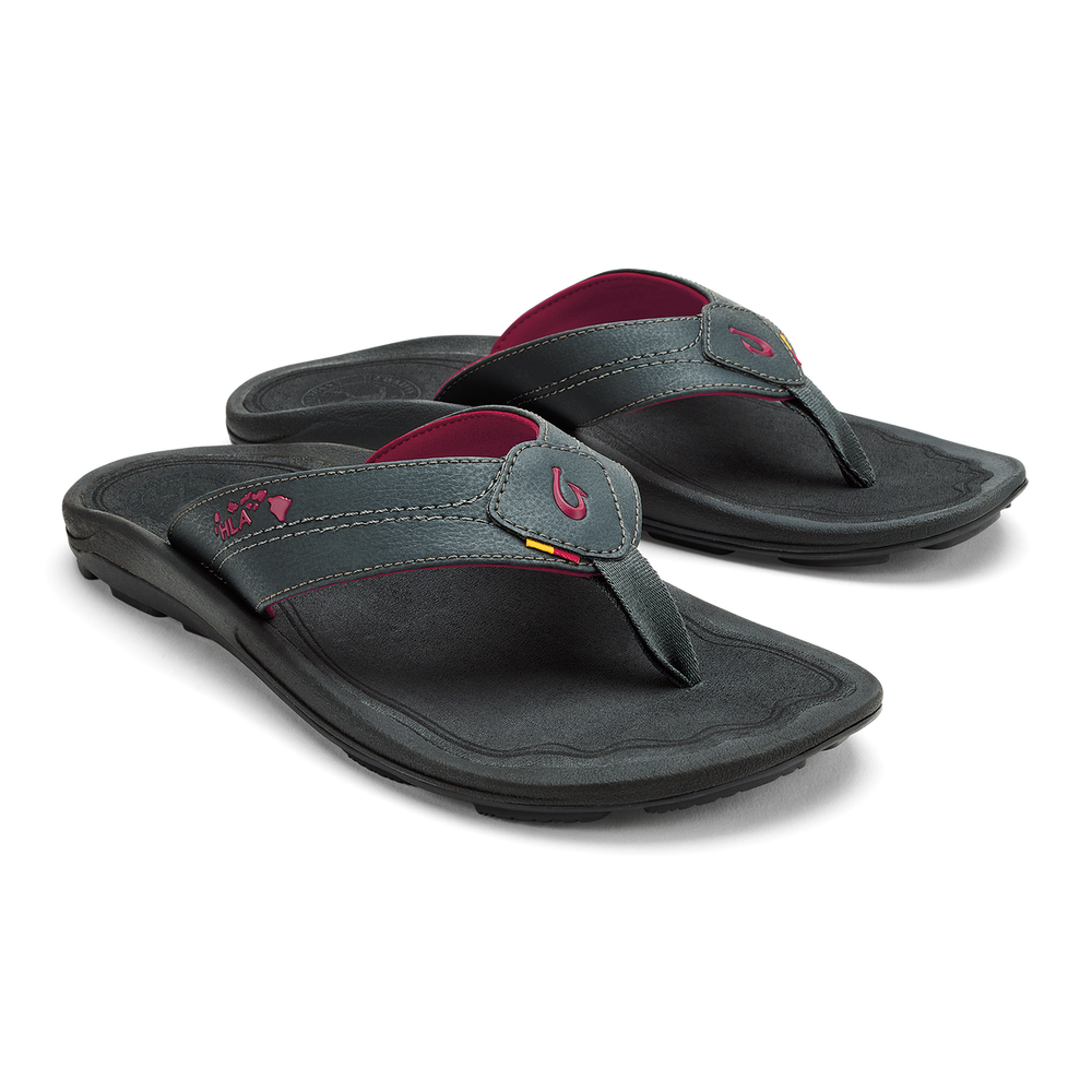 OluKai Men | Kīpī Men’s Comfortable Beach Sandals - Dark Shadow