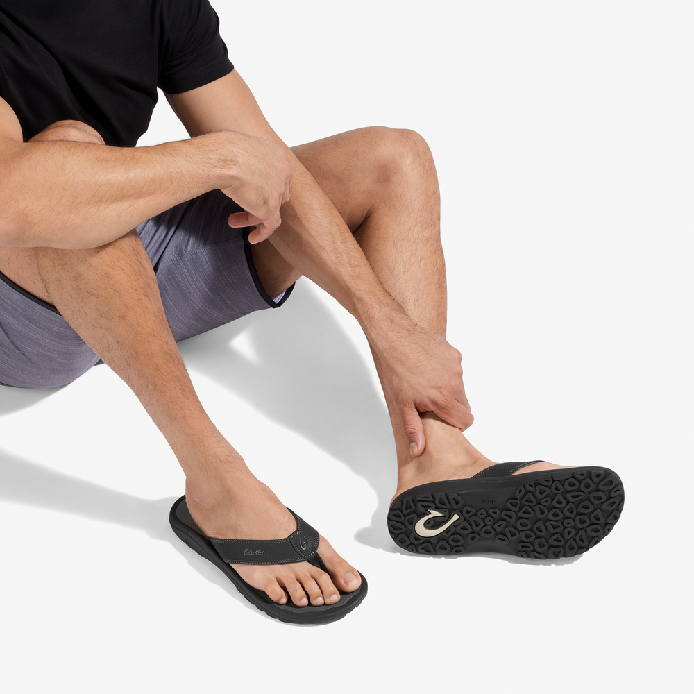 OluKai Men | OluKai ‘Ohana - Black / Dark Shadow | Men's Beach Sandals