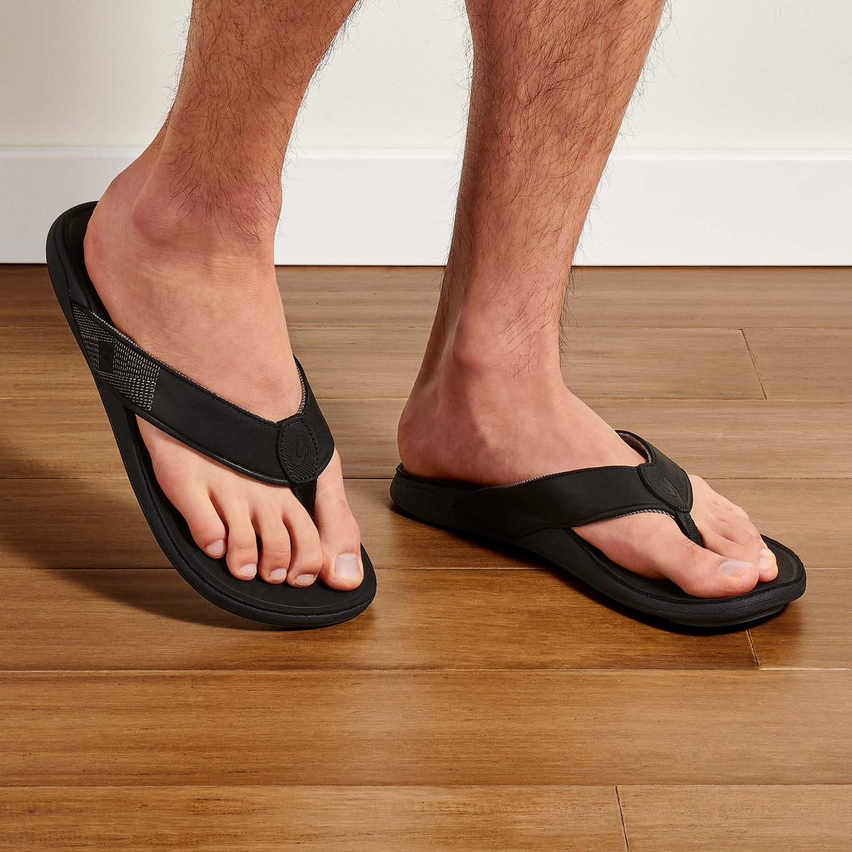 OluKai Men | Tuahine Men's Waterproof Leather Beach Sandals - Black
