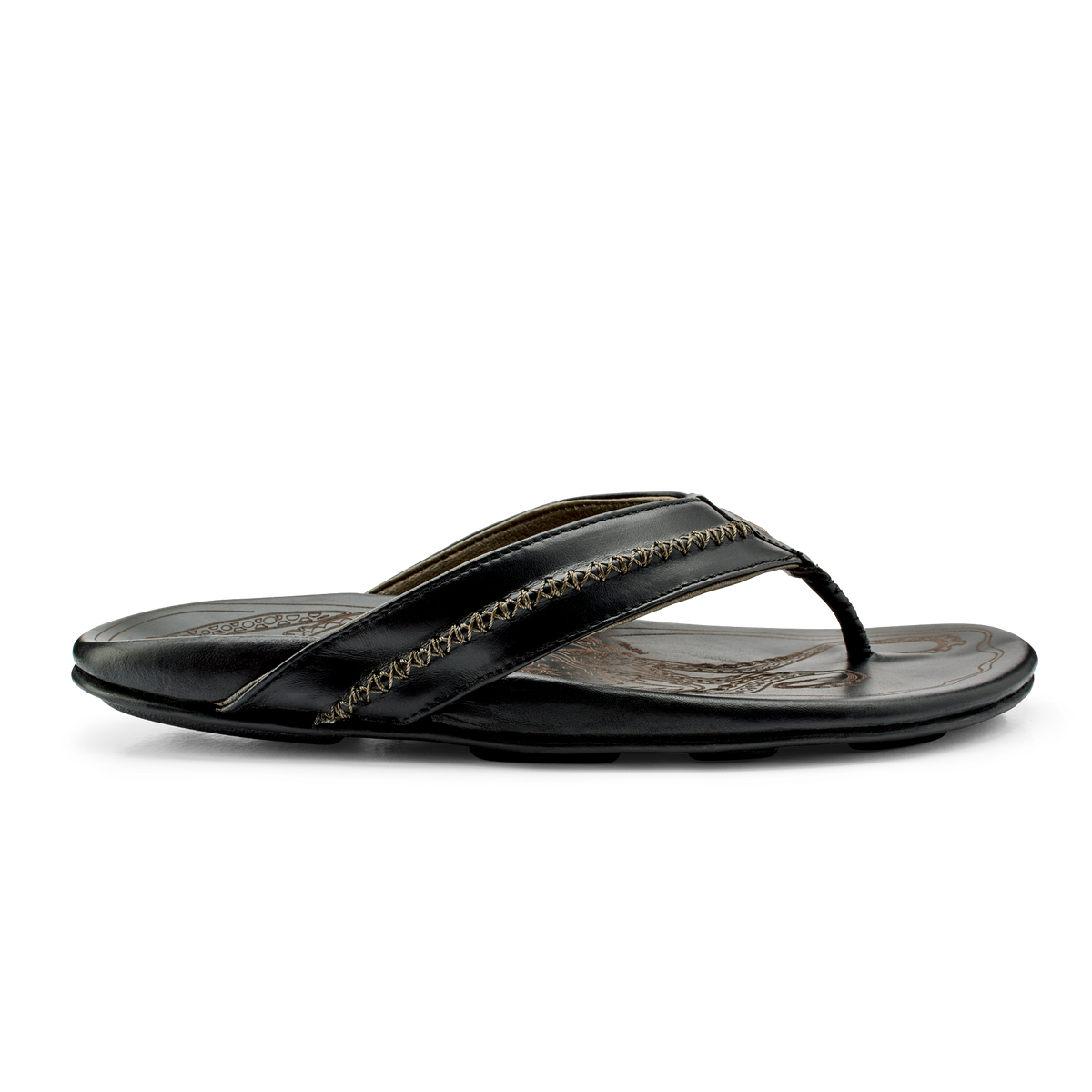OluKai Men | OluKai Mea Ola - Black | Men's Leather Beach Sandals