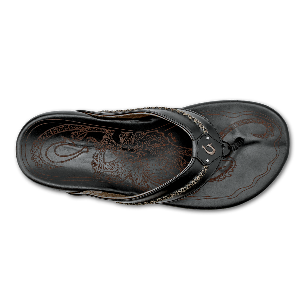 OluKai Men | OluKai Mea Ola - Black | Men's Leather Beach Sandals