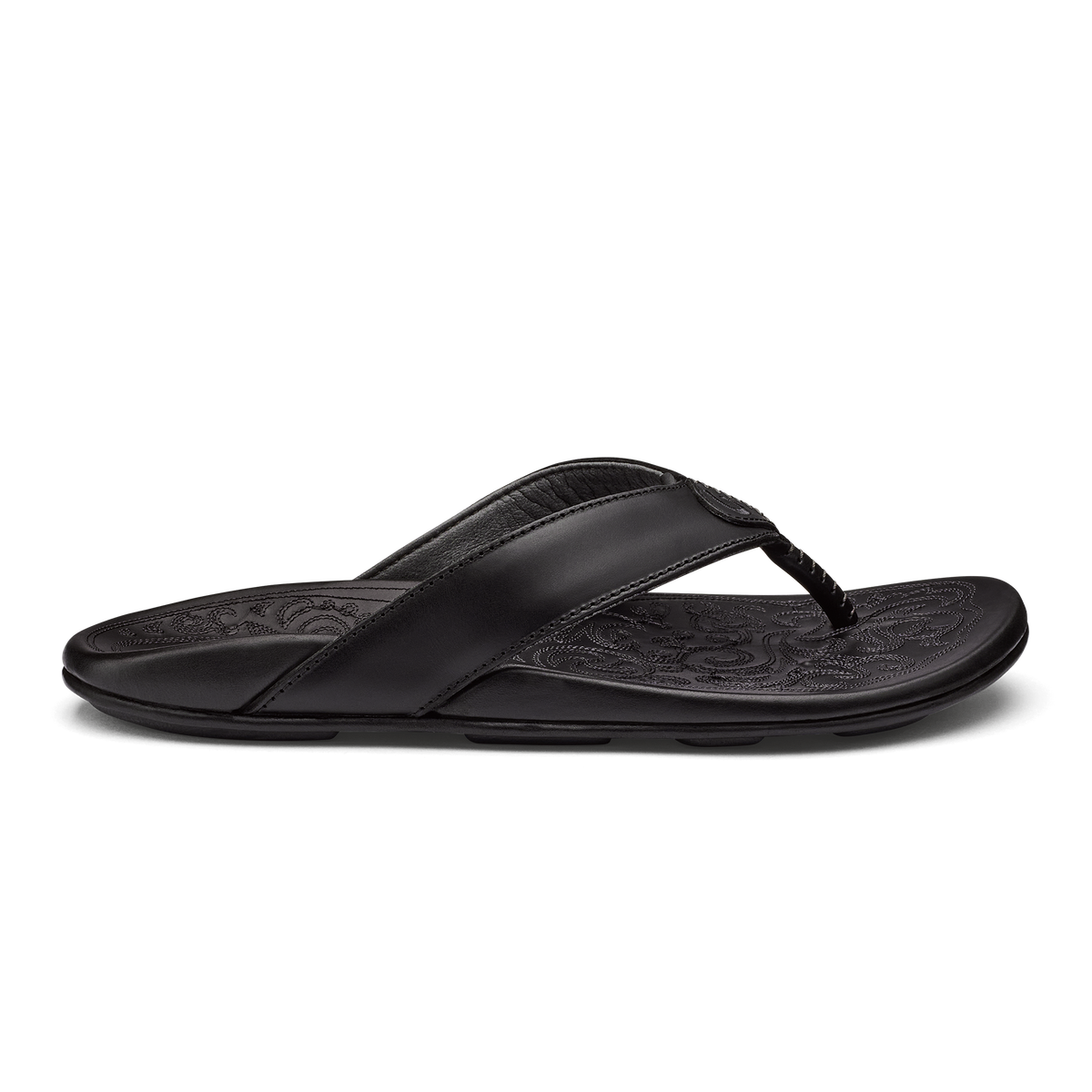 OluKai Men | Mekila Men's Full-Grain Leather Beach Sandals - Black