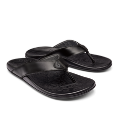 OluKai Men | Mekila Men's Full-Grain Leather Beach Sandals - Black