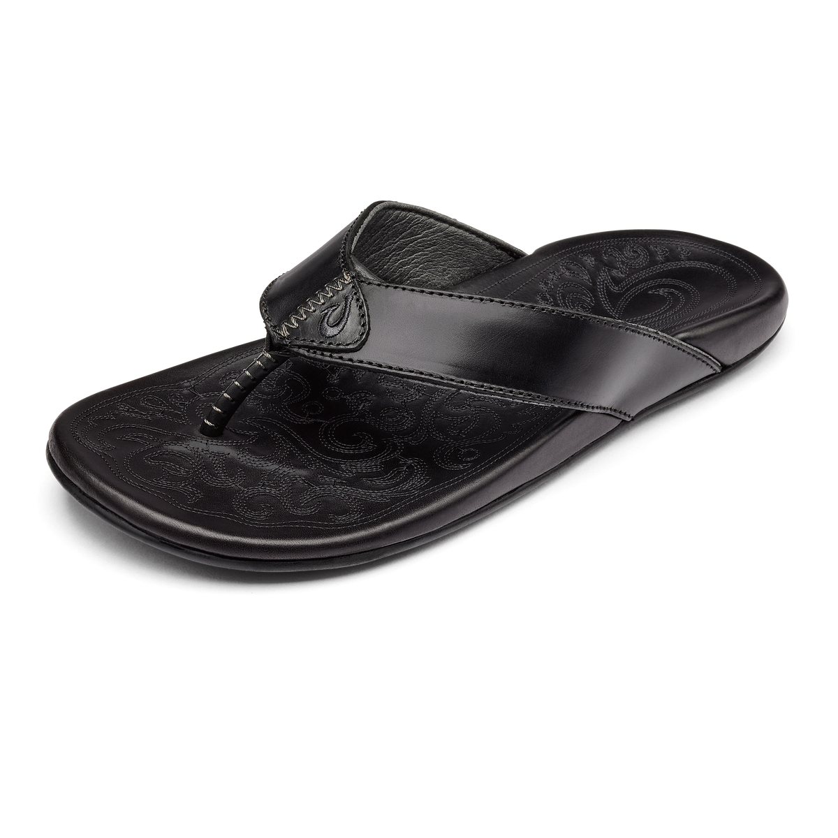 OluKai Men | Mekila Men's Full-Grain Leather Beach Sandals - Black
