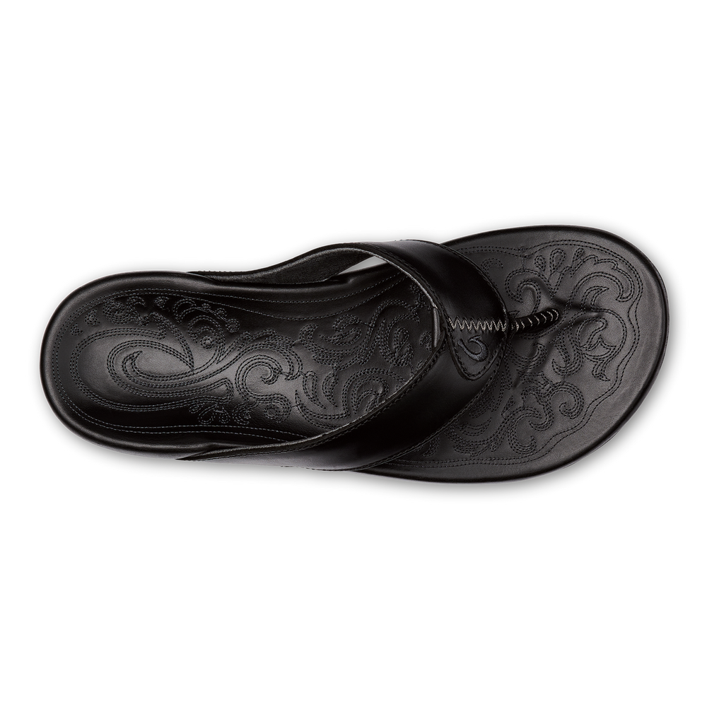 OluKai Men | Mekila Men's Full-Grain Leather Beach Sandals - Black