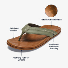 OluKai Men | Hiapo - Odyssey Grey / Sahara Men’s Leather Beach Sandals