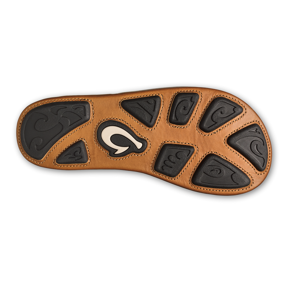 OluKai Men | Hiapo - Odyssey Grey / Sahara Men’s Leather Beach Sandals