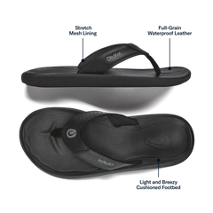 OluKai Men | Pili Men’s Waterproof Leather Sandals - Lava Rock