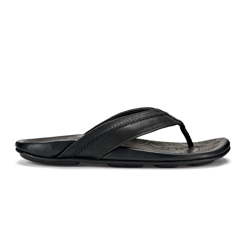 OluKai Men | Hiapo - Lava Rock Men’s Leather Beach Sandals