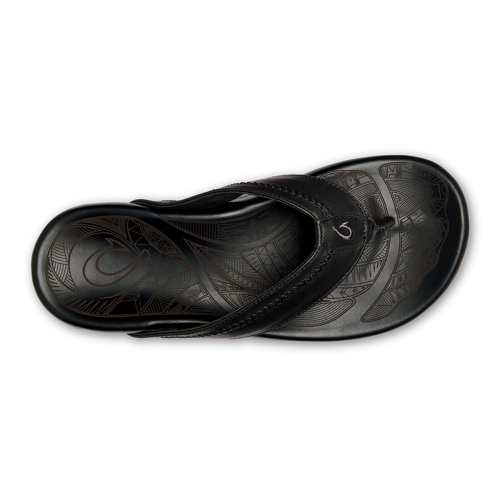 OluKai Men | Hiapo - Lava Rock Men’s Leather Beach Sandals