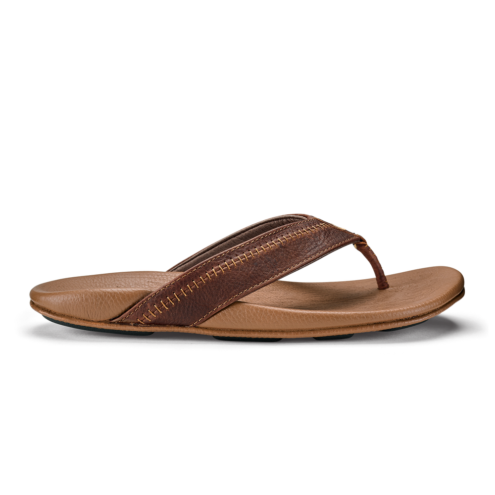 OluKai Men | Hiapo -Dark Java / Toffee Men’s Leather Beach Sandals