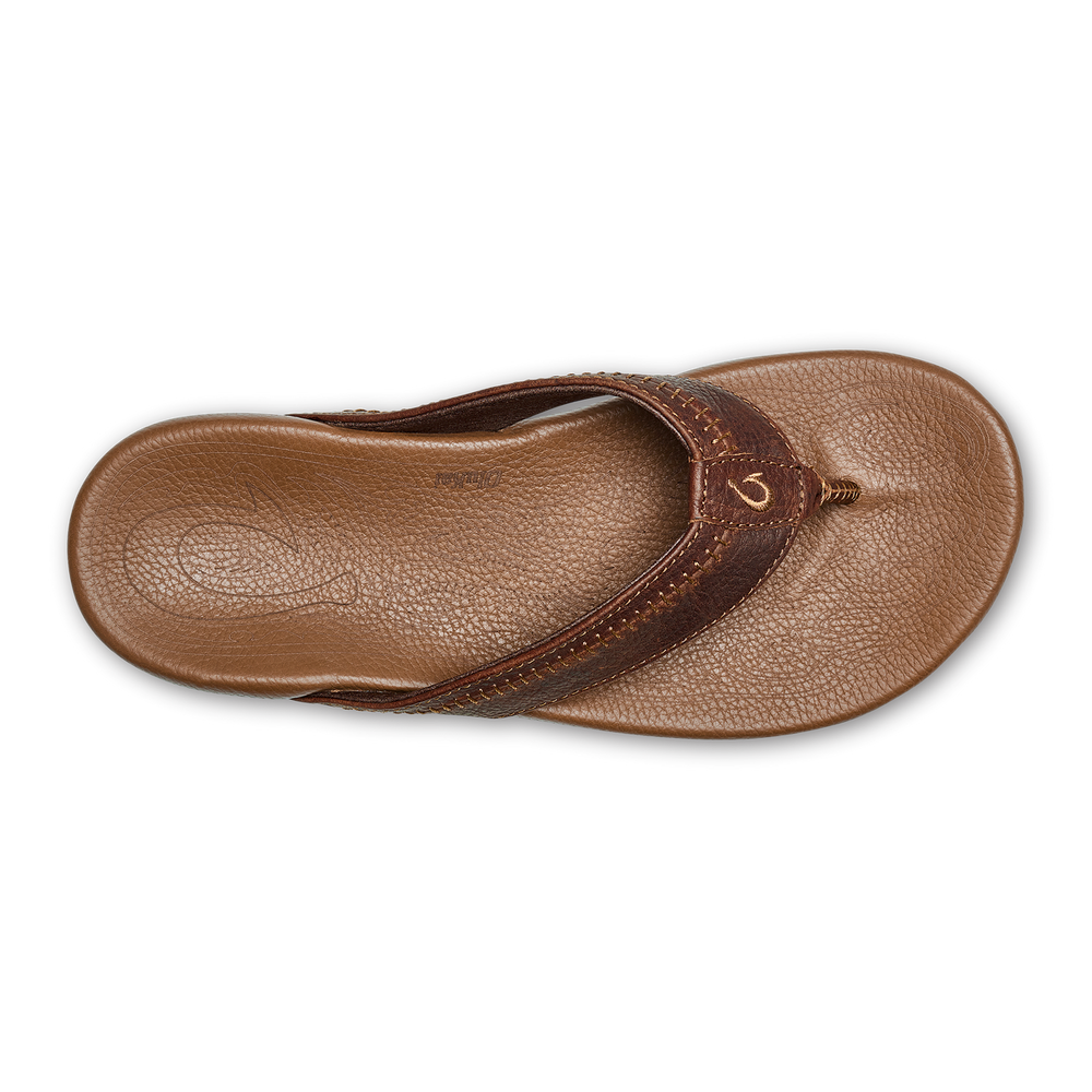 OluKai Men | Hiapo -Dark Java / Toffee Men’s Leather Beach Sandals