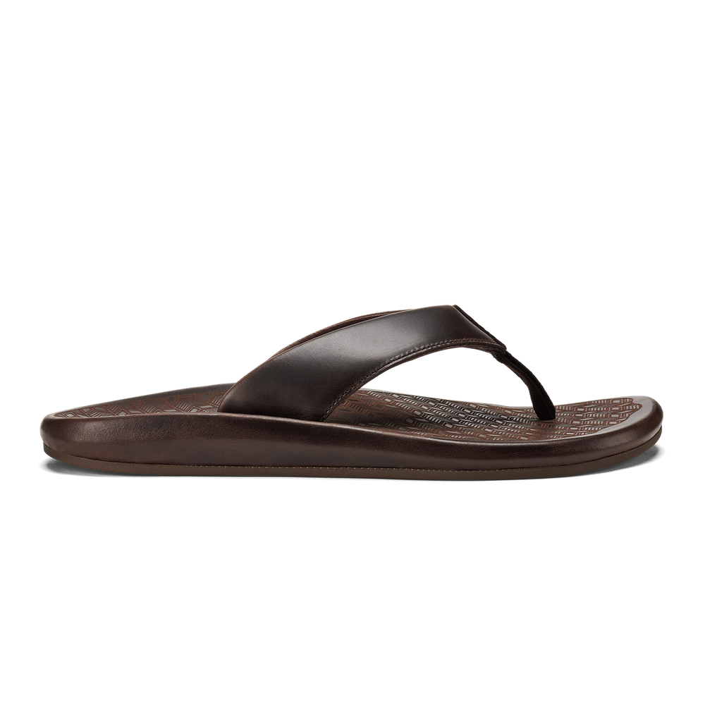 OluKai Men | ‘Ilikai Men‘s Leather Beach Sandals - Dark Wood