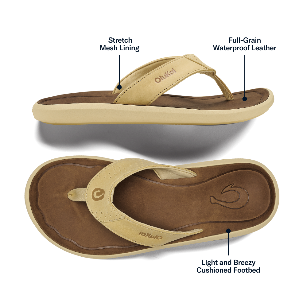 OluKai Men | Pili Men’s Waterproof Leather Sandals - Toasted Coconut / Tan