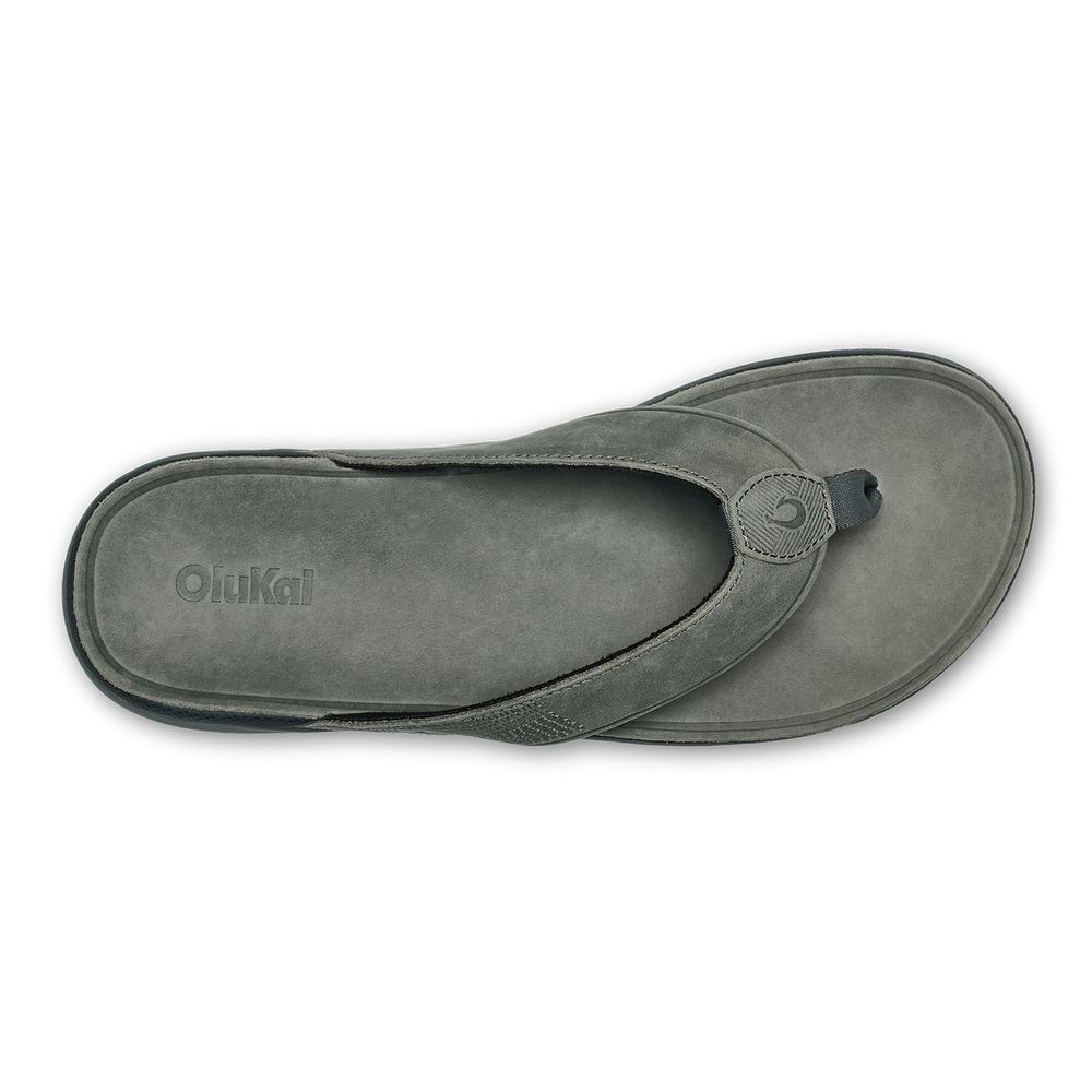 OluKai Men | Tuahine Men's Waterproof Leather Beach Sandals - Rock
