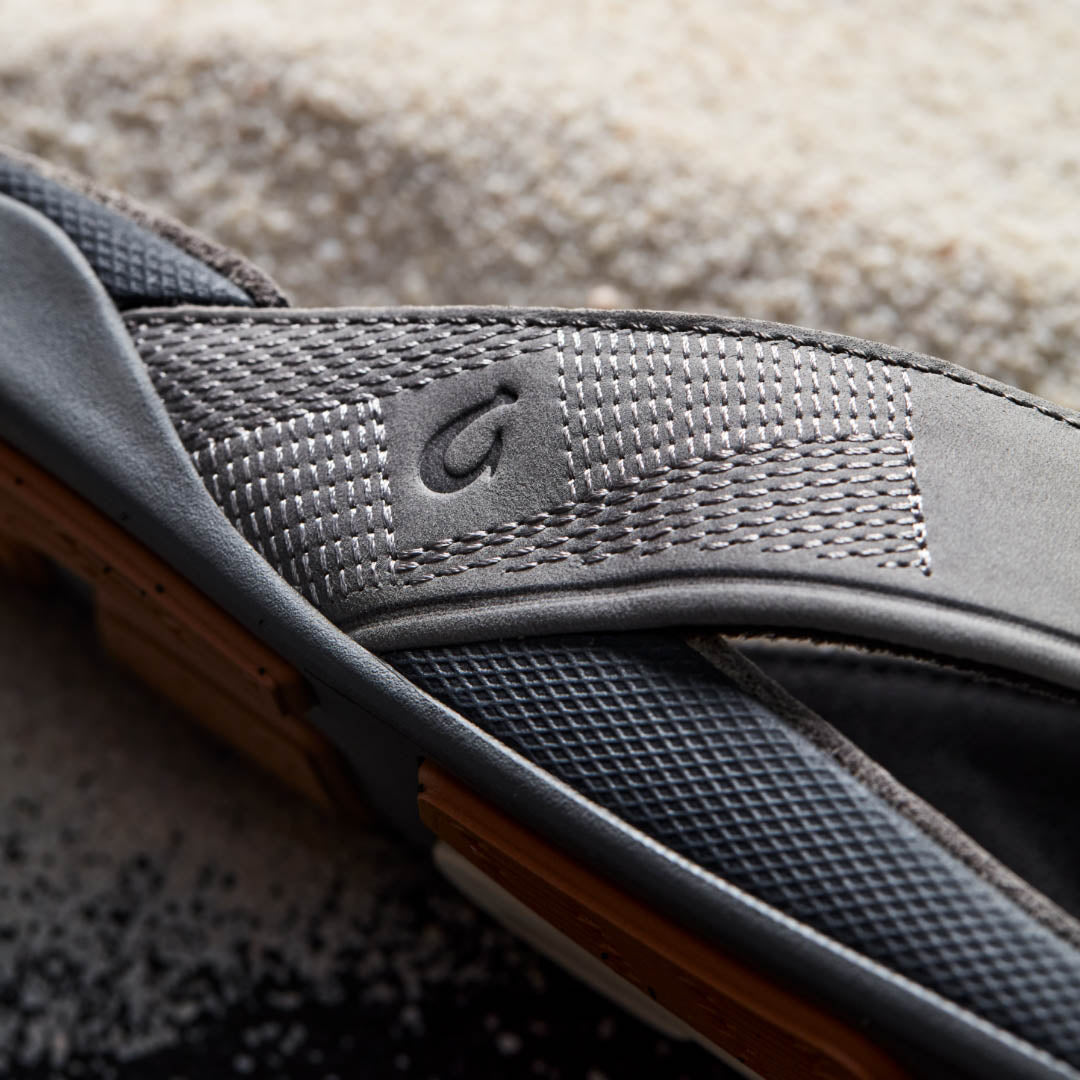 OluKai Men | Tuahine Men's Waterproof Leather Beach Sandals - Rock