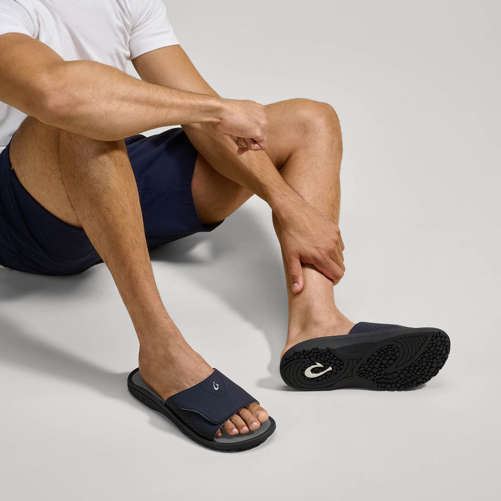 OluKai Men | OluKai Nalu Slide - Trench Blue / Charcoal | Men's Sandals