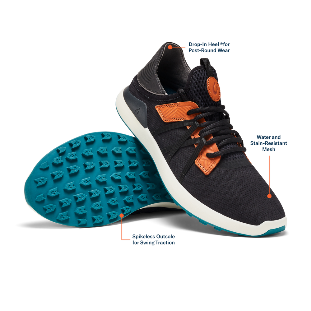 OluKai Men | Manele Men’s Breathable Golf Shoes - Black / Dark Shadow