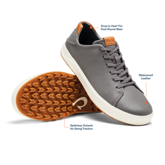 OluKai Men | Wai‘alae Men’s Waterproof Leather Golf Shoes - Stone