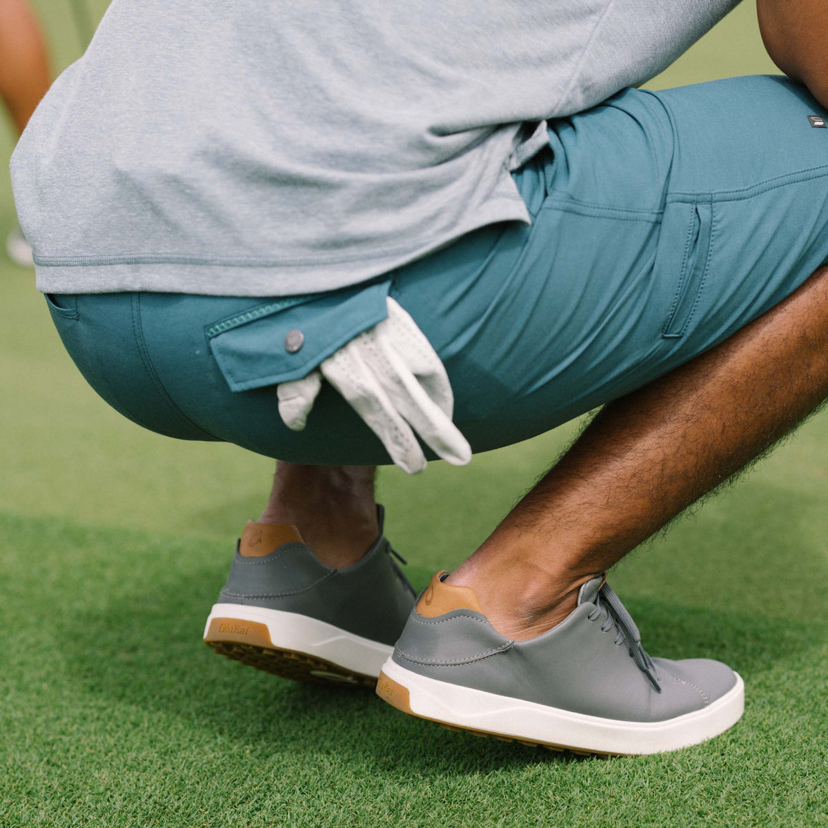 OluKai Men | Wai‘alae Men’s Waterproof Leather Golf Shoes - Stone