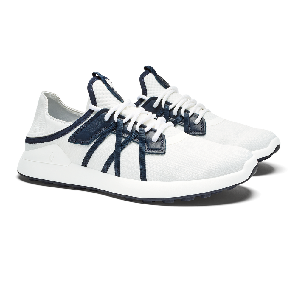 OluKai Men | Manele Men’s Breathable Golf Shoes - Bright White / Mood Indigo