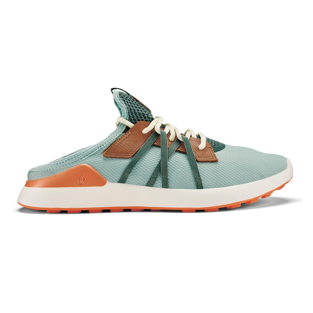 OluKai Men | Manele Men’s Breathable Golf Shoes - Pale Moss / Molten Orange