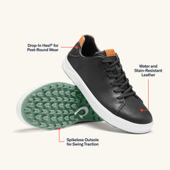OluKai Men | Wai‘alae Men’s Waterproof Leather Golf Shoes - Black