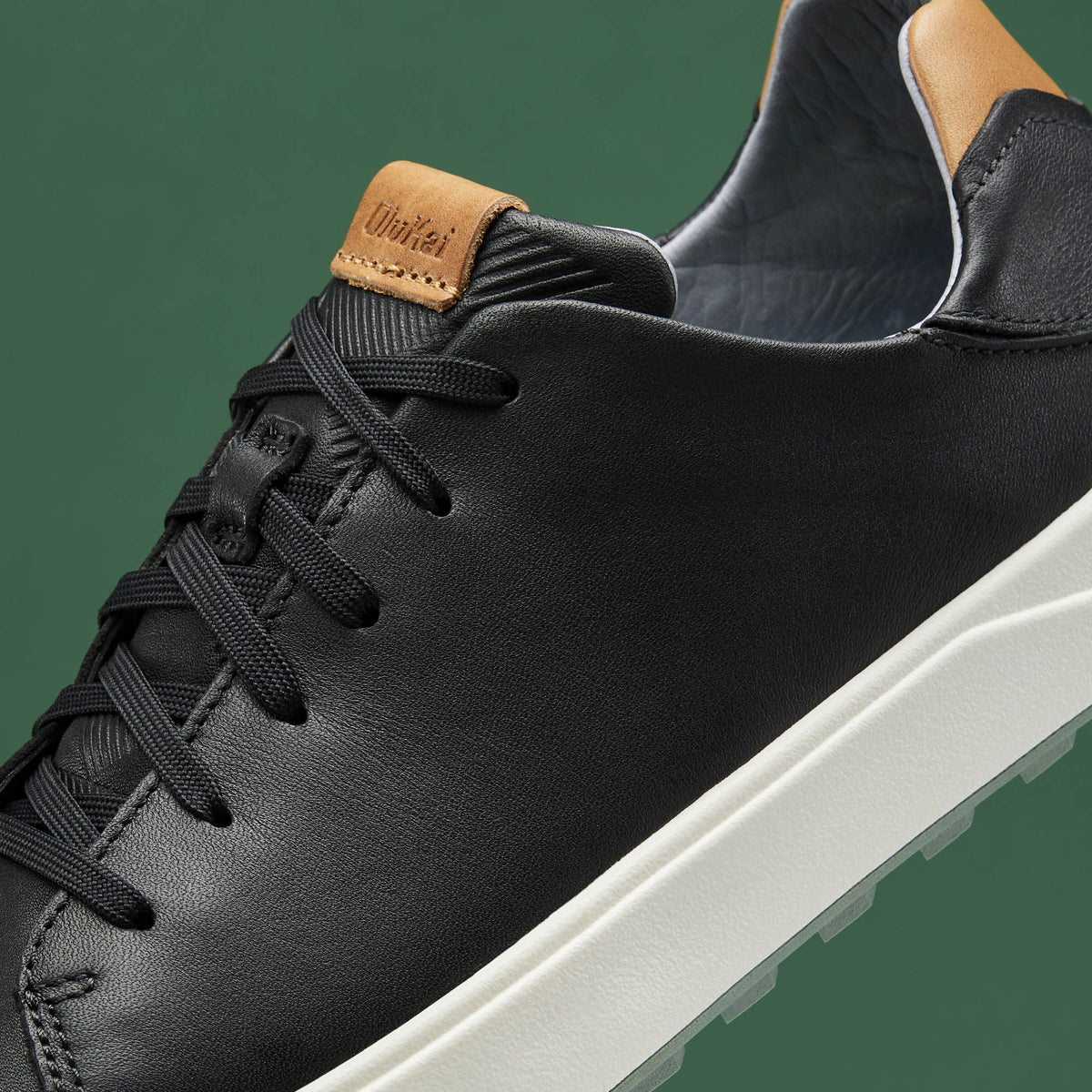 OluKai Men | Wai‘alae Men’s Waterproof Leather Golf Shoes - Black