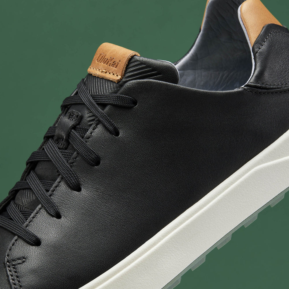 OluKai Men | Wai‘alae Men’s Waterproof Leather Golf Shoes - Black