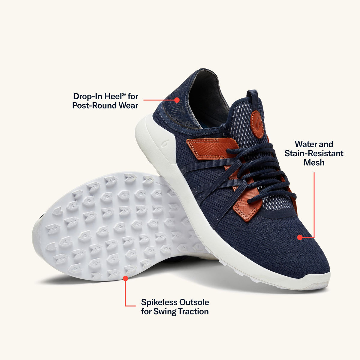 OluKai Men | Manele Men’s Breathable Golf Shoes - Trench Blue