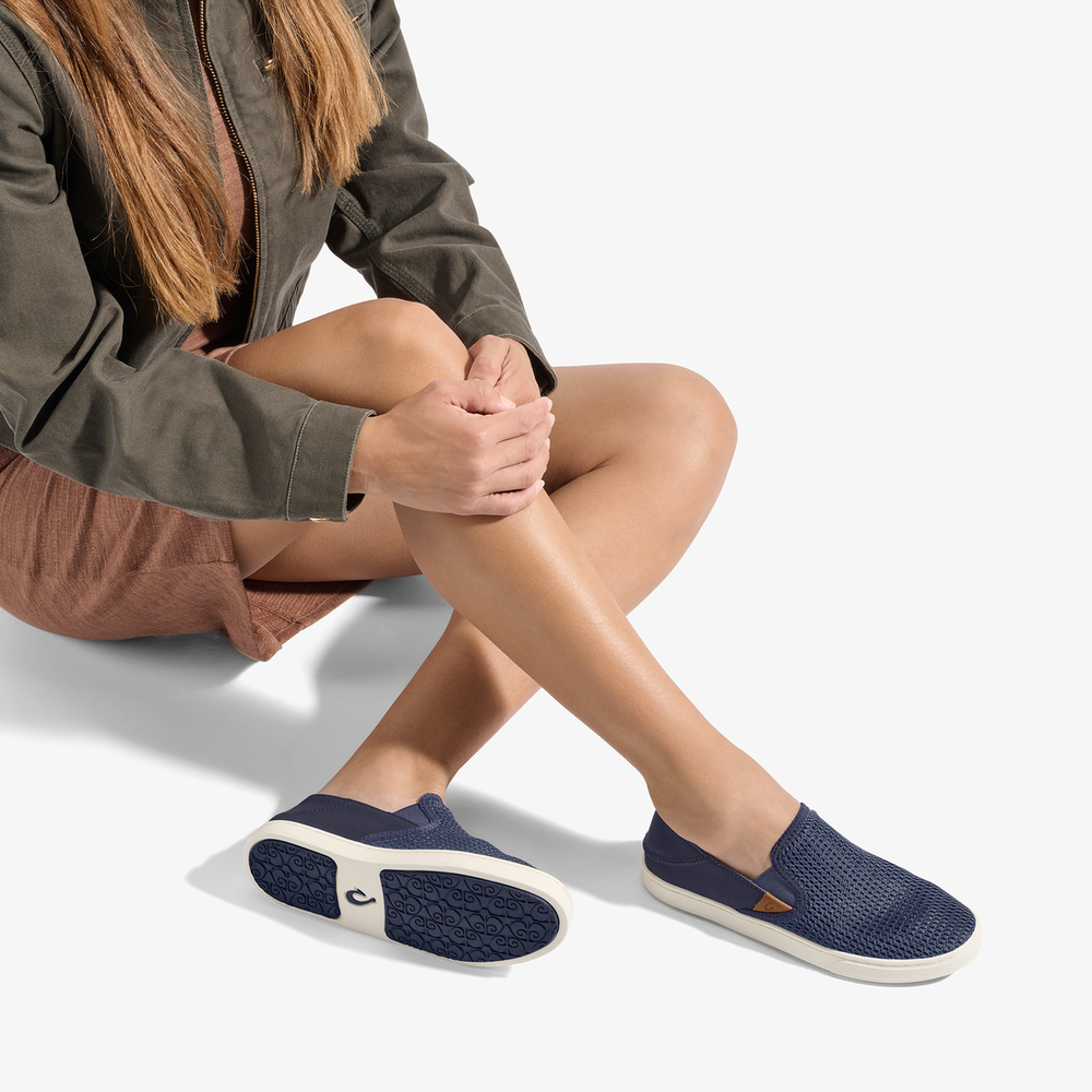 OluKai Women | Pehuea Women's Breathable Slip-On Sneakers - Trench Blue