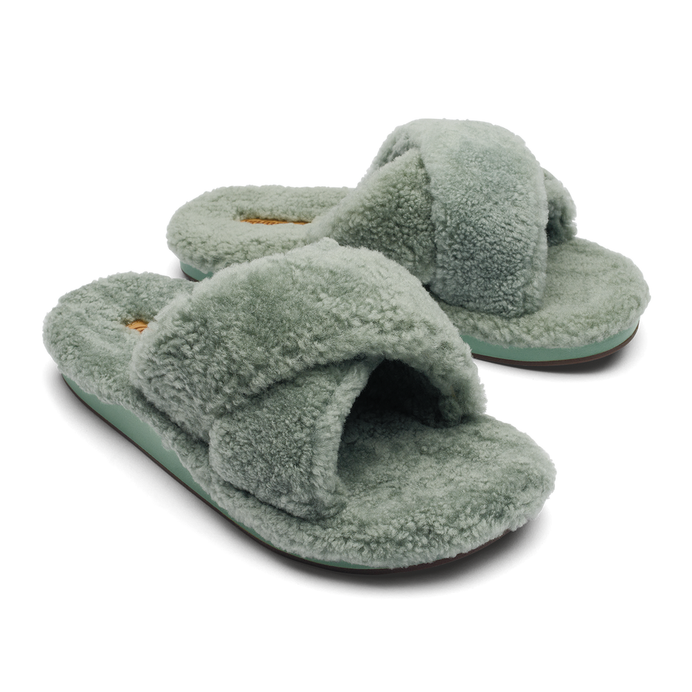 OluKai Women | Hila Heu Women’s Slide Slipper Sandals - Muted Green