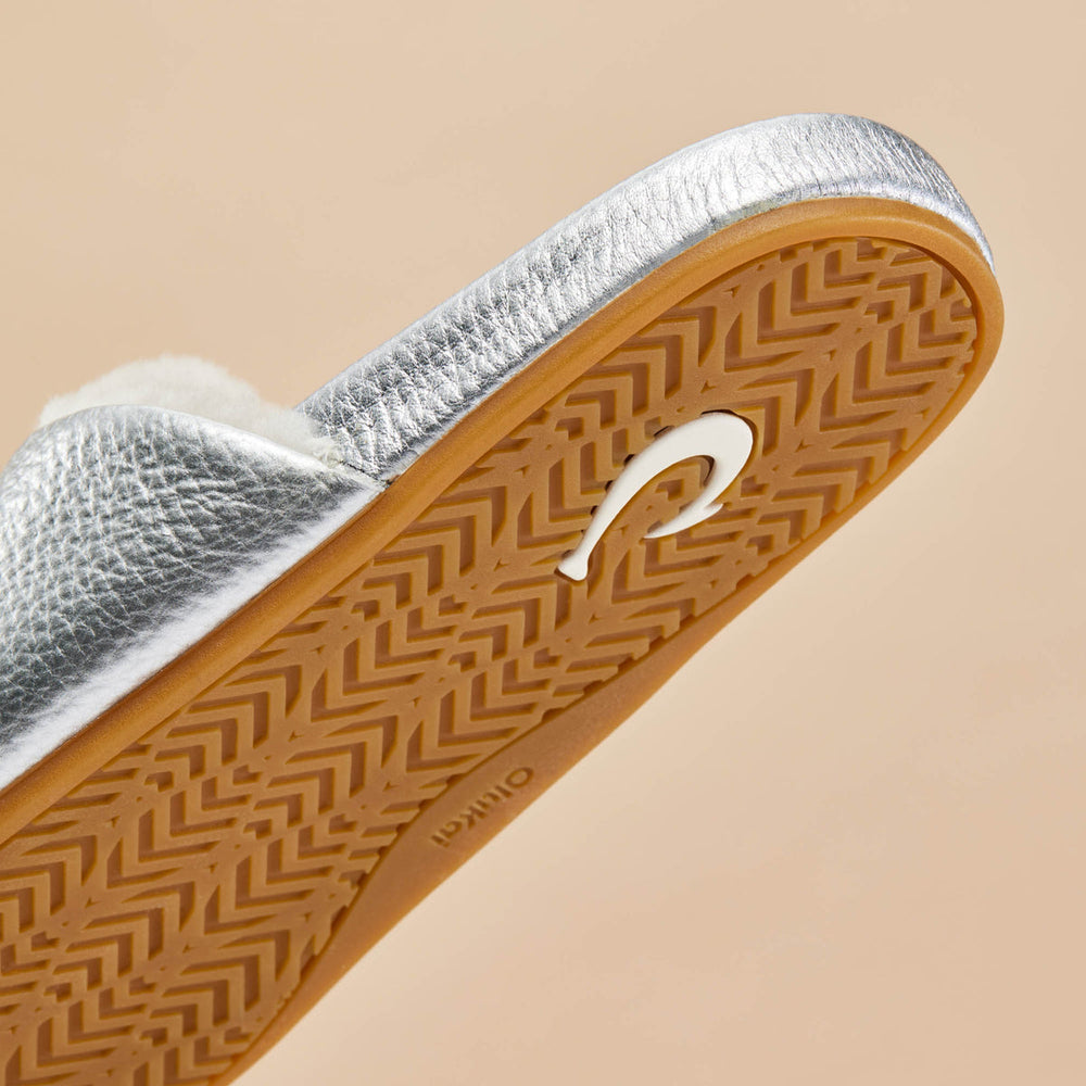 OluKai Women | Kōnea Women’s Leather Slipper Mules - Silver