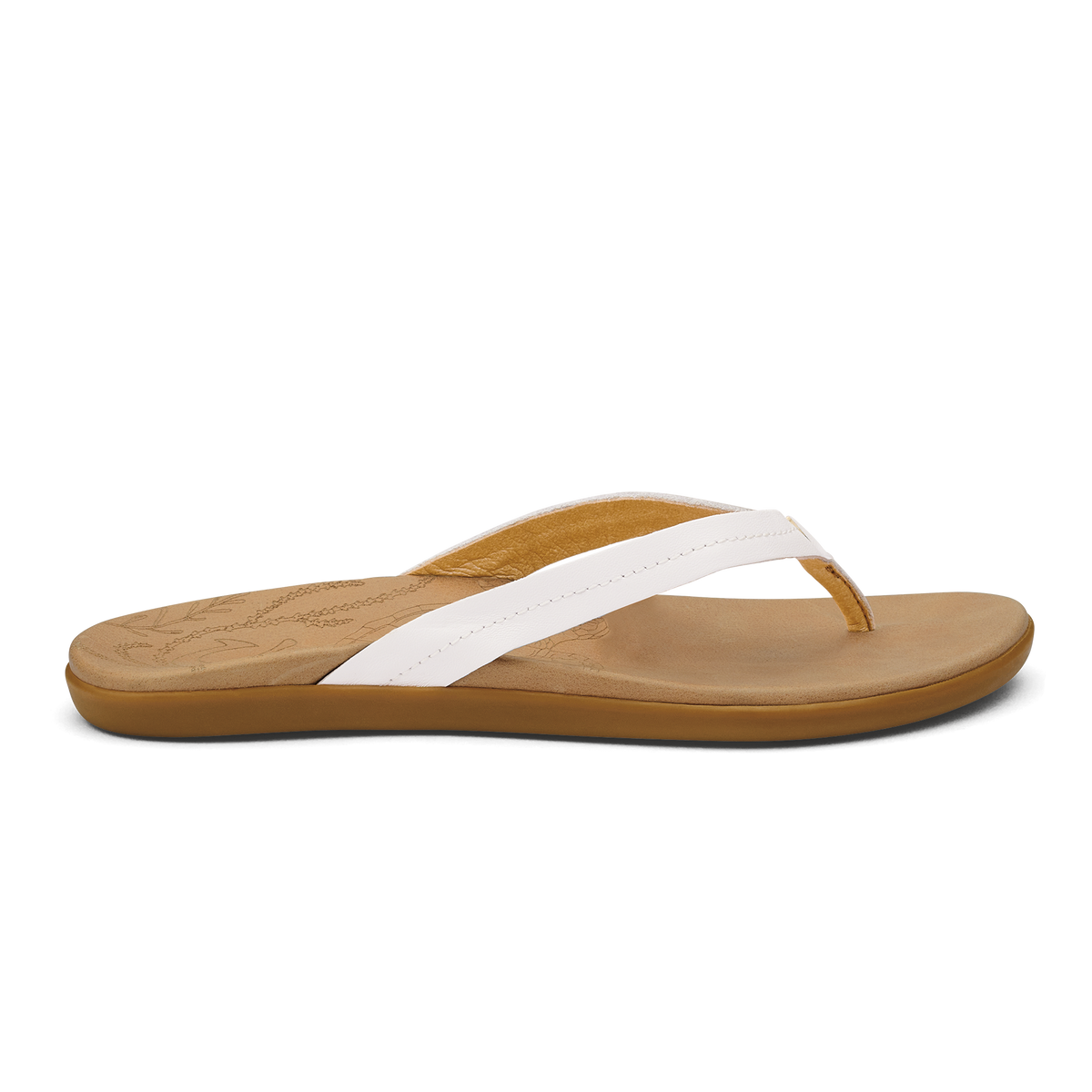 OluKai Women | Honu Women’s Leather Sandals - Bright White / Golden Sand